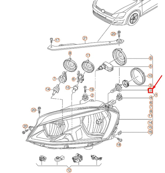 NEW VOLKSWAGEN GOLF MK7 H7-LL BULBS SET 000998204P ORIGINAL