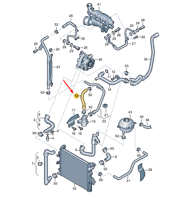 NEW VW TRANSPORTER VI T6 COOLANT HOSE PIPE 06H121057AB ORIGINAL