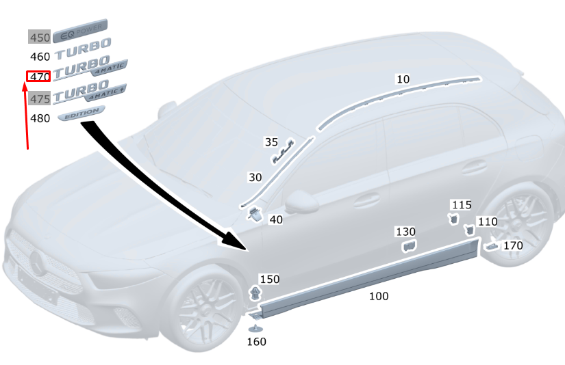 new mercedes-benz gla h247 amg front wing right badge a1778177800 original