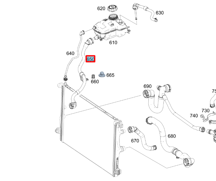 NEW MB CLA COUPE C118 RIGHT SIDE WATER RADIATOR HOSE A1775010403 ORIGINAL