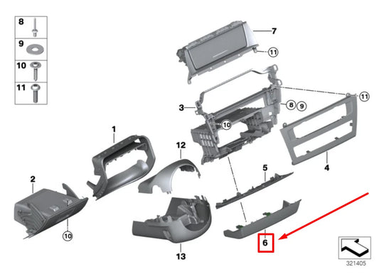 NEW BMW X3 F25 LOWER CENTER CONSOLE TRIM 51459201670 9201670 ORIGINAL