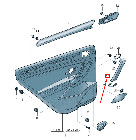 NEW VOLKSWAGEN TIGUAN AD1 REAR LEFT DOOR PULL HANDLE TRIM 5NN867171ARF4 ORIGINAL