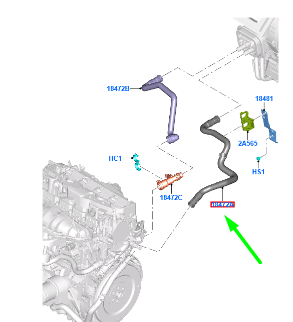 new ford kuga mk2 c520 heater water hose lhd cv61-18k580-dd 1797590 original