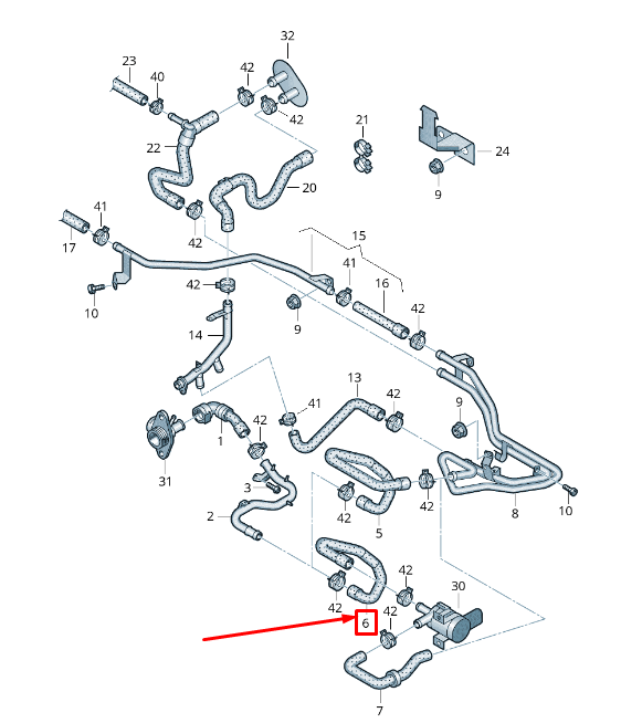 new vw amarok 2h engine coolant hose 2h6122157aa original