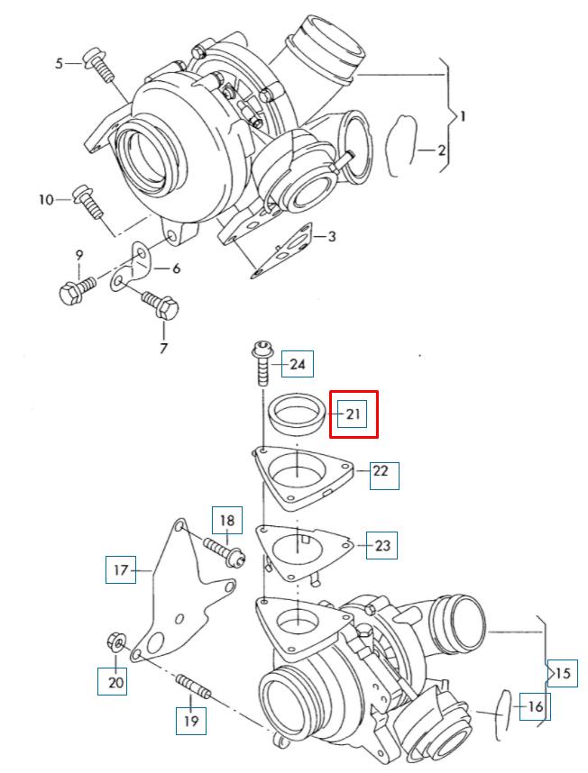 new volskwagen touareg 7l turbo seal ring 070253117c 2012 original