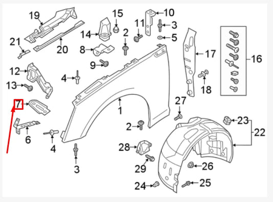 NEW AUDI A5 8W6 FRONT RIGHT FENDER BRACKET 8W6821468 ORIGINAL