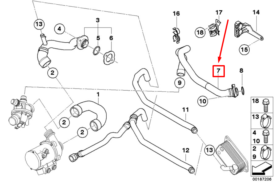 new bmw 5 e60 engine coolant hoses 11537544638 7544638 original
