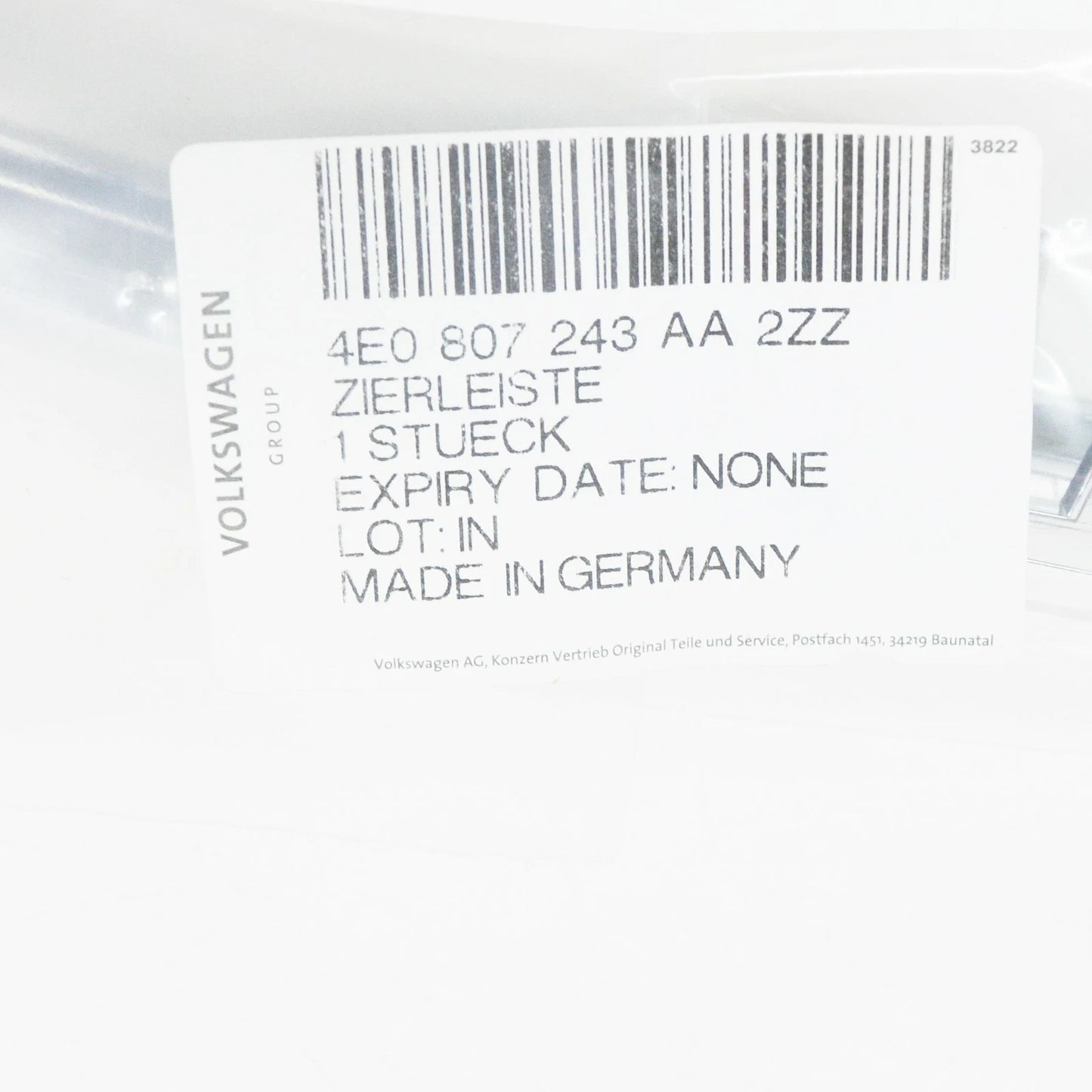 NEW AUDI A8 D3 FRONT BUMPER LEFT CHROME MOLDING TRIM 4E0807243AA2ZZ