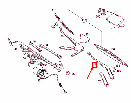 NEW MERCEDES-BENZ C W203 WINDSHIELD LEFT WIPER ARM LHD A2038200544 ORIGINAL