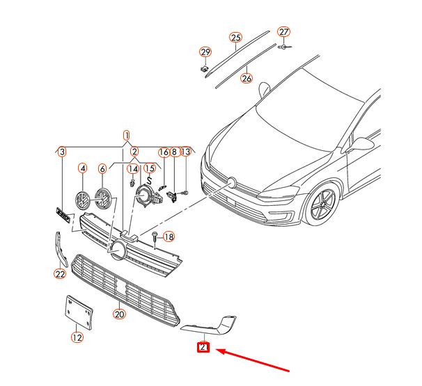NEW VOLKSWAGEN GOLF MK7 FRONT BUMPER LEFT VENT GRILLE 5GE853665A041 ORIGINAL