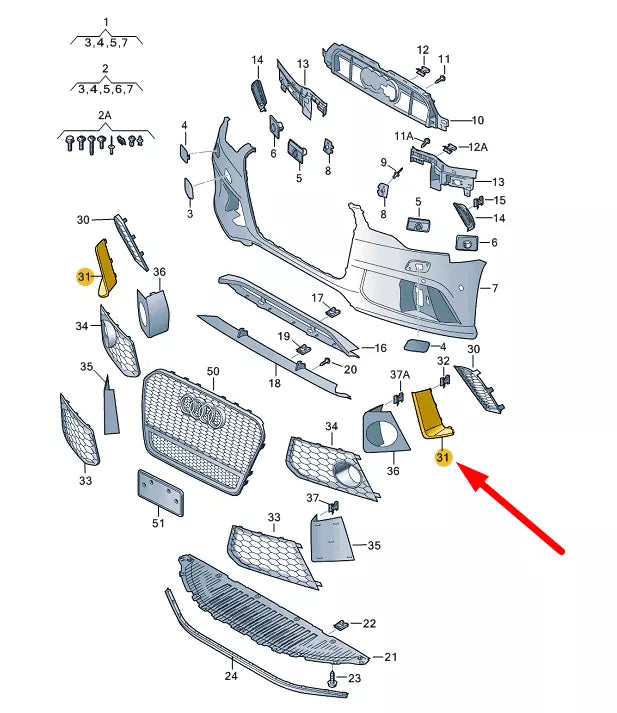 NEW AUDI RS6 C7 FRONT BUMPER LEFT GRILLE COVER TRIM 4G0807795T94 ORIGINAL