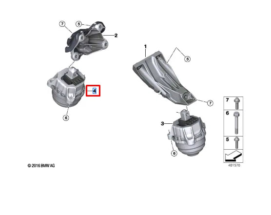 NEW BMW 7 G12 RIGHT SIDE ENGINE MOUNT 22116866156 ORIGINAL