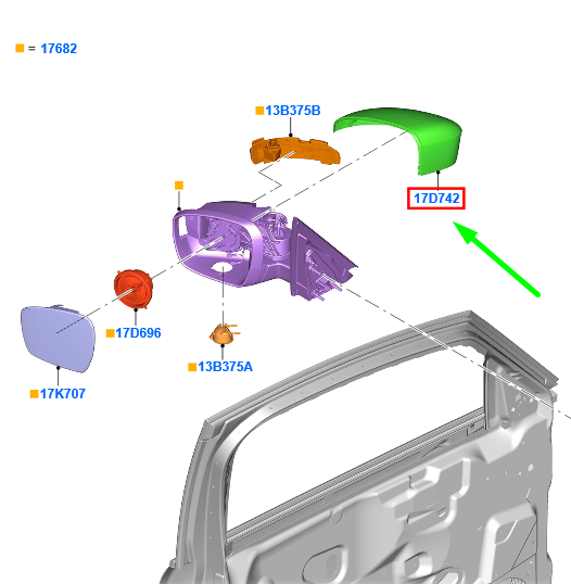 new ford galaxy mk3 front right door mirror cover 2503908 original
