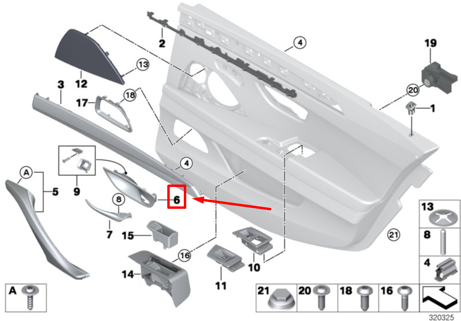new bmw 5 f10 rear left door opener trim 7226365 51417226365 original