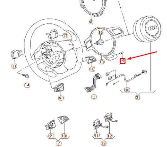 NEW AUDI RS5 COUPE QUATTRO 8T3 STEERING WHEEL BADGE 8T0419685A3Q7 ORIGINAL