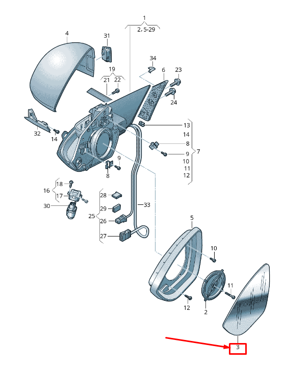 NEW AUDI E-TRON GE FRONT LEFT DOOR MIRROR GLASS 4KE857535G ORIGINAL