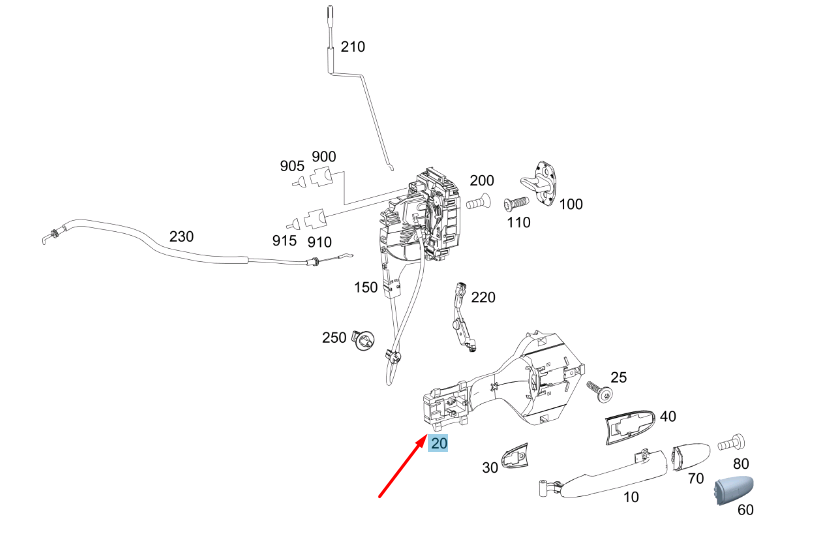 NEW MB SPRINTER W906 FRONT LEFT DOOR HANDLE BEARING BRACKET A9067600934 ORIGINAL