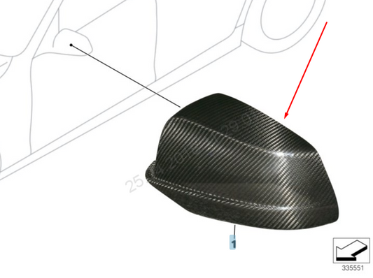 new bmw x3 f25 right wing mirror cover m performance carbon 51162337580 original