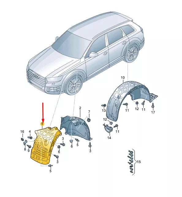 NEW AUDI Q7 4M FRONT RIGHT WHEEL HOUSING LINER FRONT PART 4M0821172R ORIGINAL