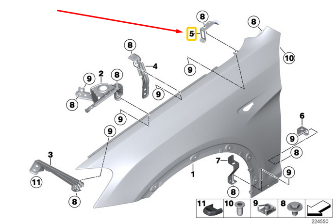 new bmw x3 f25 front left side panel top bracket 41007267113 7267113 original