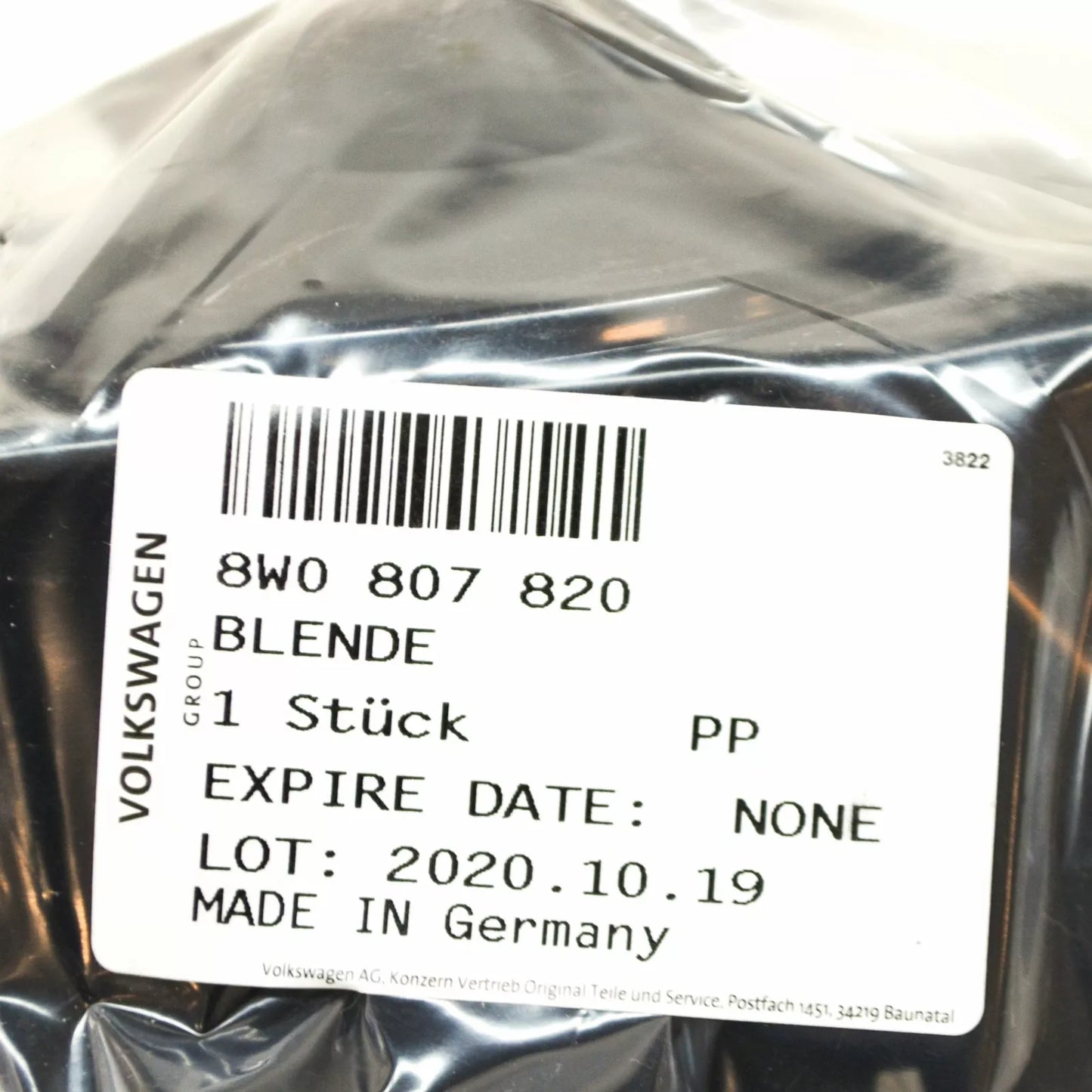 NEW AUDI A4 B9 FRONT BUMPER OUTER GRILLE HOLE COVER RIGHT TRIM 8W0807820