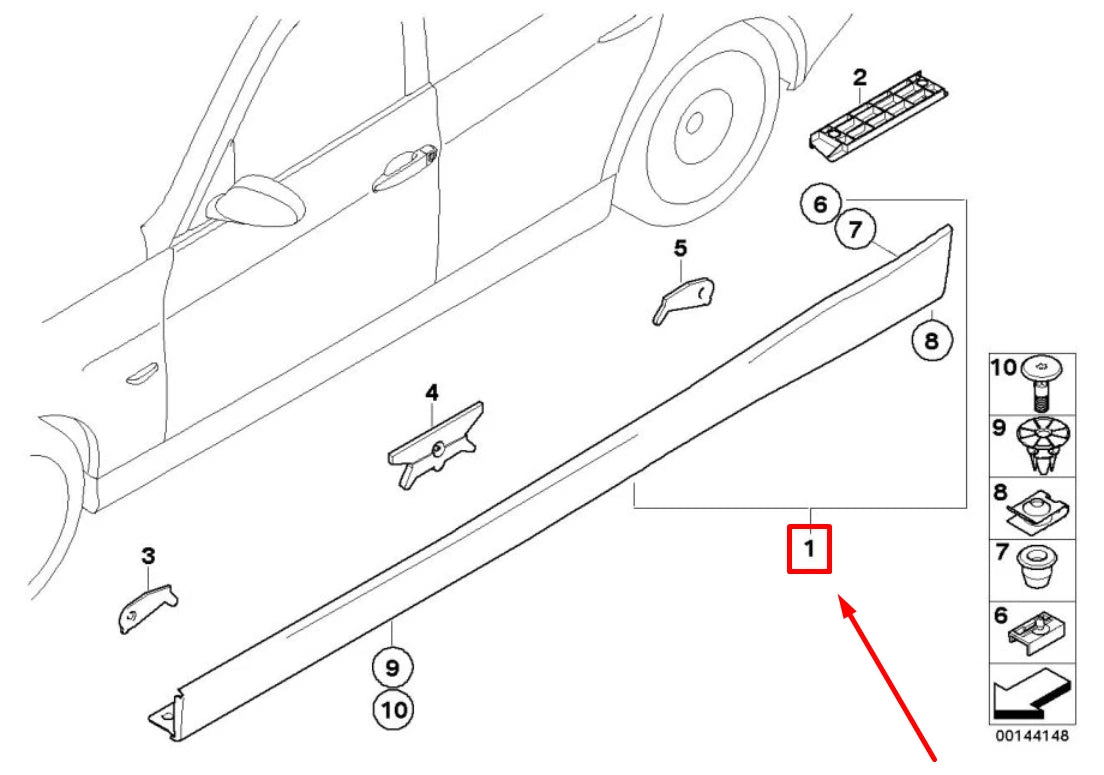 NEW BMW 3 E90 LEFT ROCKER PANEL MOLDING 7164795 51777164795 ORIGINAL