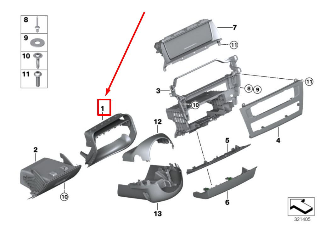 new bmw x3 f25 interior sreering wheel slot cover 9184121 51459184121 original