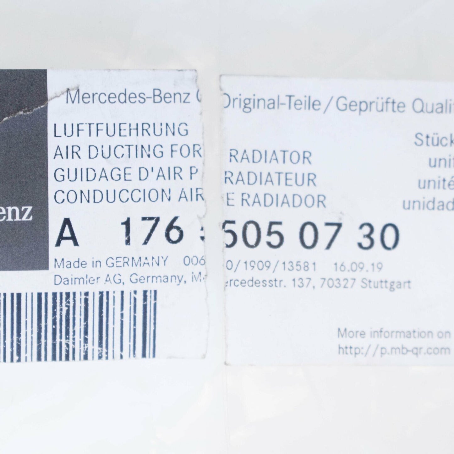 NEW MERCEDES-BENZ GLA-CLASS X156 RADIATOR LEFT AIR DUCT A1765050730 ORIGINAL