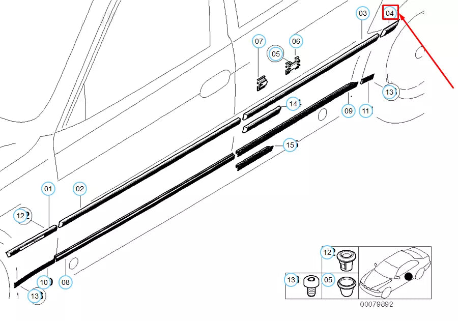 NEW BMW 7 E38 REAR LEFT FENDER MOLDING 51138125353 ORIGINAL