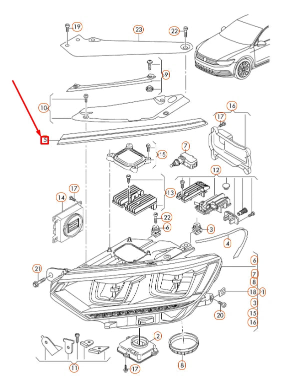 NEW VOLKSWAGEN PASSAT B8 LEFT HEADLIGHT COVER PANEL 3G0941119B