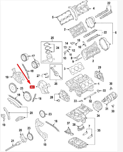NEW AUDI A4 B7 ENGINE LEFT UPPER TIMING CHAIN TENSIONER 06E109217AN ORIGINAL