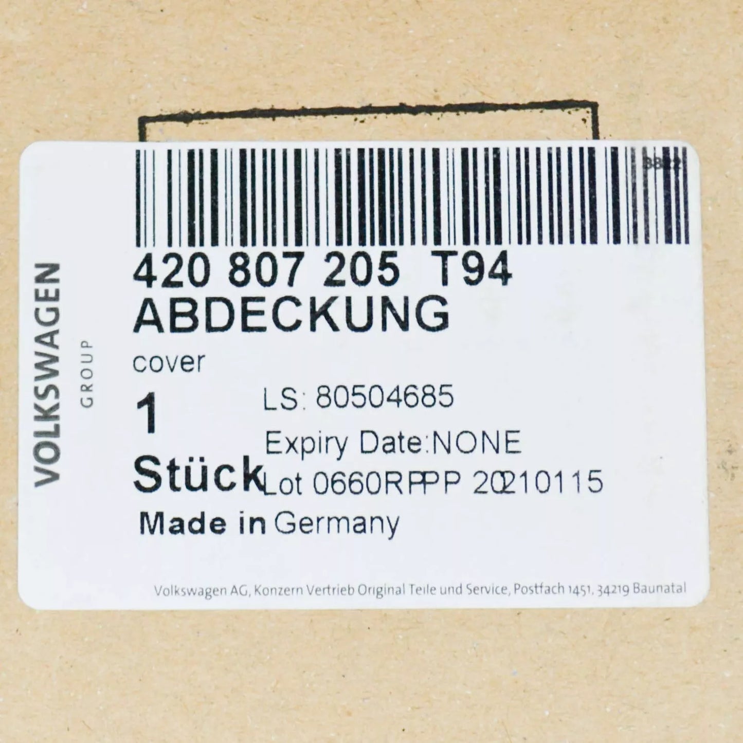 NEW AUDI R8 4S FRONT BUMPER RIGHT COVER FOR TOWING EYE 420807205T94 ORIGINAL