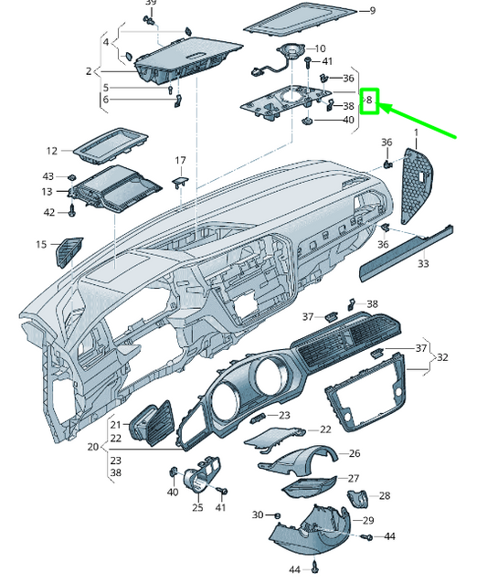 new vw tiguan ad mk2 dashboard loudspeaker mounting rhd 5nc85816182v original