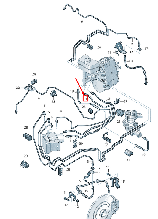 NEW AUDI Q7 4M BRAKE PIPE FROM CYLINDER TO HYDRAULICS LHD 4M1614705AA ORIGINAL