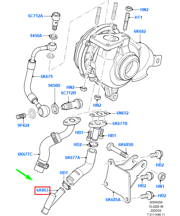 new ford kuga mk1 c394 turbocharger flange oil drain connector 1251193 original