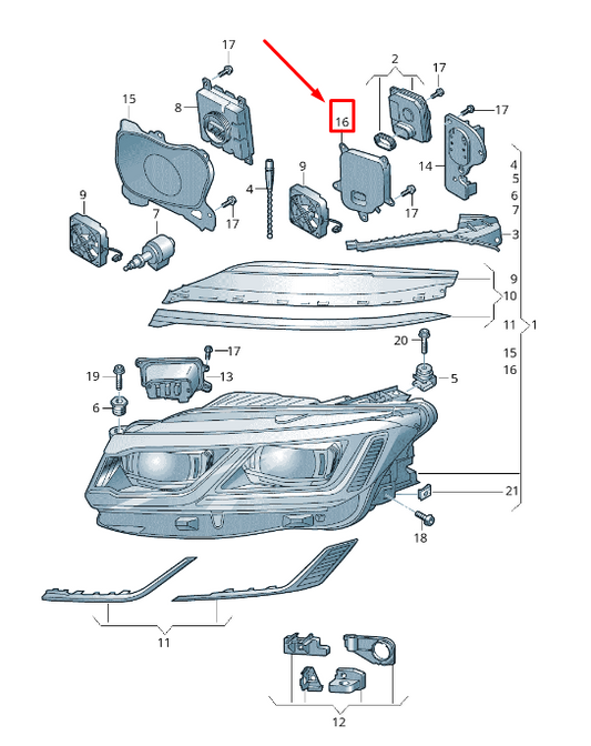 NEW VW TOUAREG CR LEFT HEADLIGHT FAN MOTOR COVER CAP 761998607A ORIGINAL