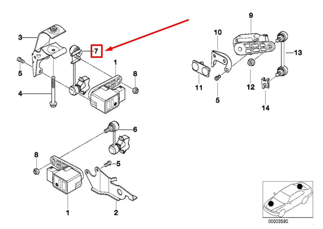 NEW BMW 5 E39 HEADLIGHT LEVEL SENSOR ARM 1094607 31121094607 ORIGINAL