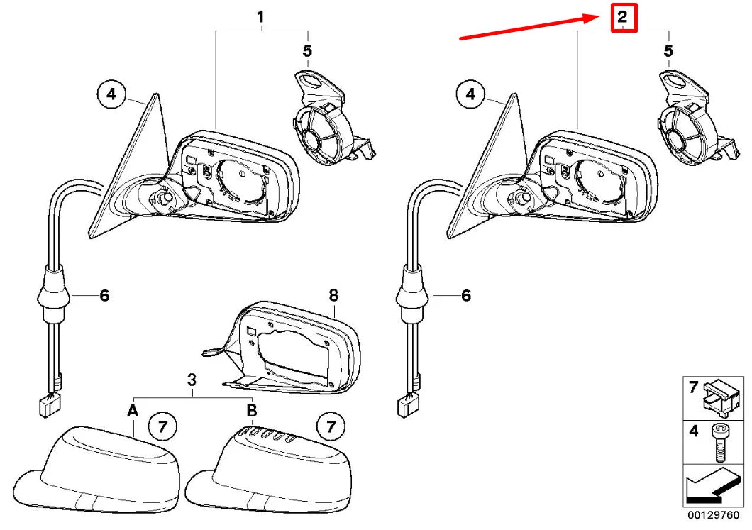 NEW BMW 3 E46 FRONT RIGHT WING MIRROR 51167153144 7153144 ORIGINAL