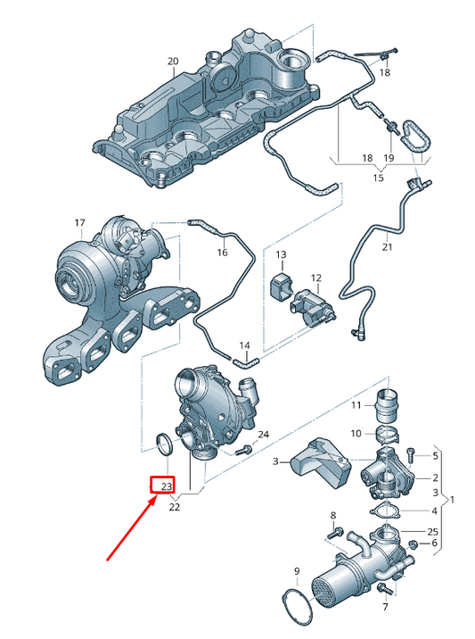 new audi a5 f5 turbocharger connection piece seal 04l129717h original