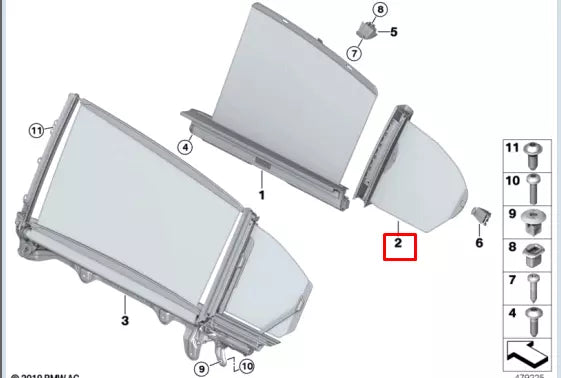 NEW BMW 5 G30 REAR RIGHT TRIANGULAR WINDOW SUN BLIND 51357385394 ORIGINAL