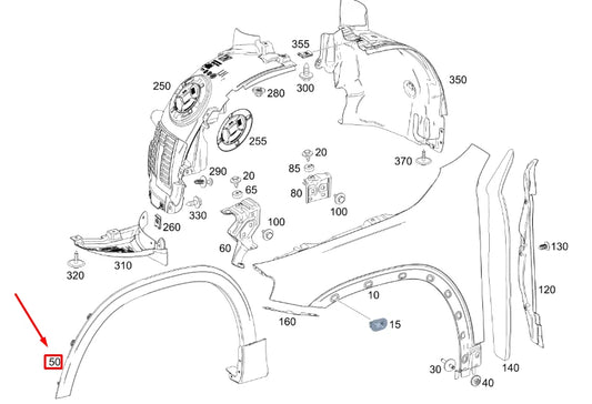 NEW MB GLB X247 FRONT LEFT FENDER WHEEL ARCH COVER A2478850022 ORIGINAL