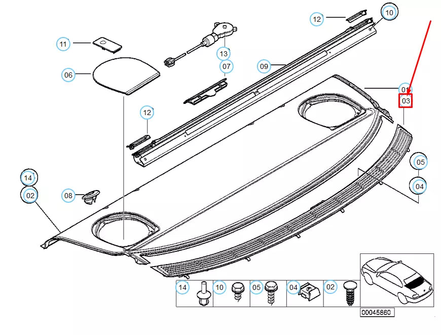 NEW BMW 3 E46 SEDAN REAR WINDOW SHELF BLACK VENT GRILLE 51468213963 ORIGINAL