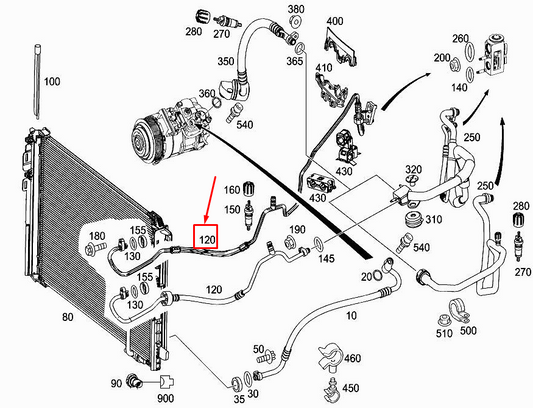 new mercedes-benz e coupe c207 a/c refrigerant line a2078302615 original