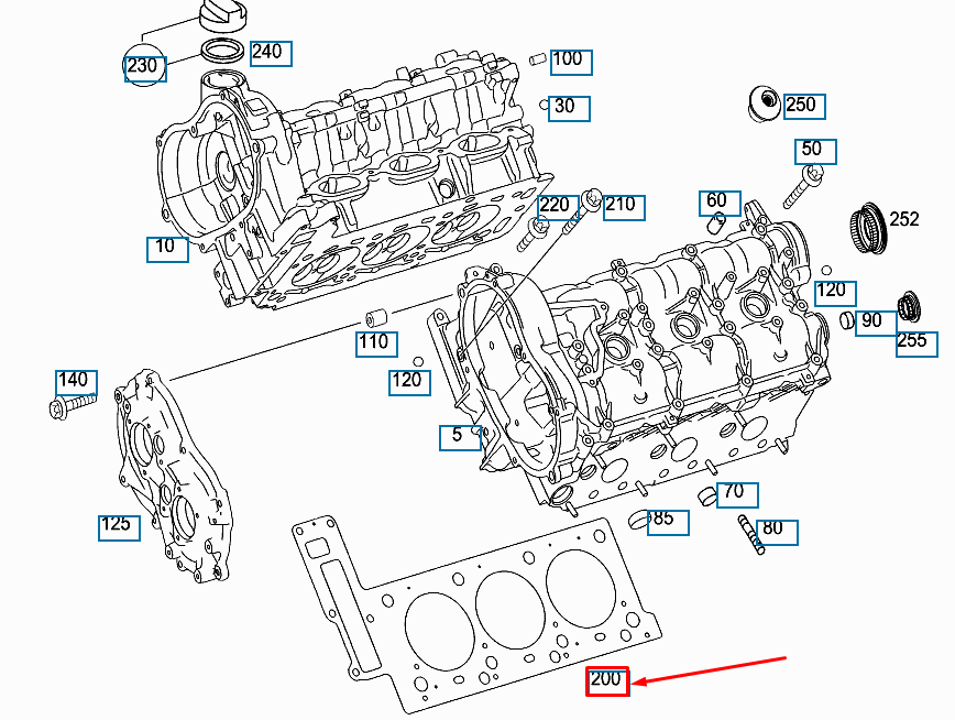 new mercedes-benz e w211 right cylinder head gasket a2720161620 original