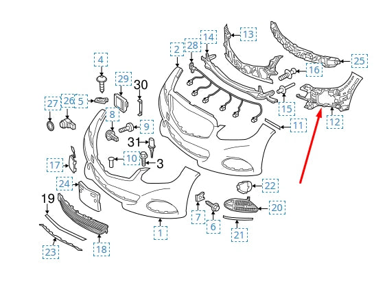 NEW MERCEDES-BENZ E-CLASS W212 FRONT BUMPER LEFT BRACKET A2128853765 ORIGINAL