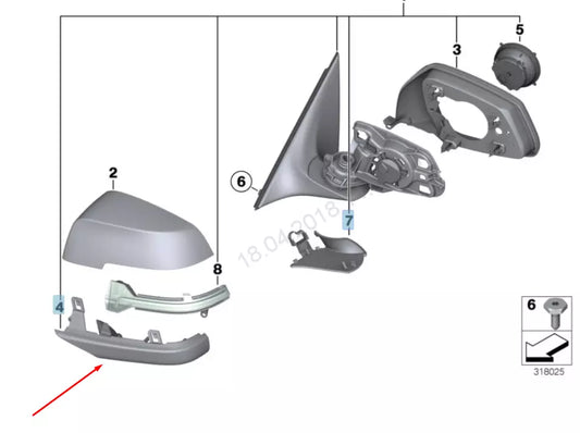 NEW BMW 5 GT F07 RIGHT WING MIRROR LOWER COVER 51167308656 67308656 2015