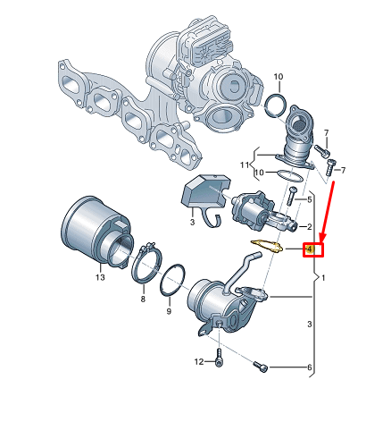 new vw golf cd mk8 engine egr valve gasket 05l131547l original