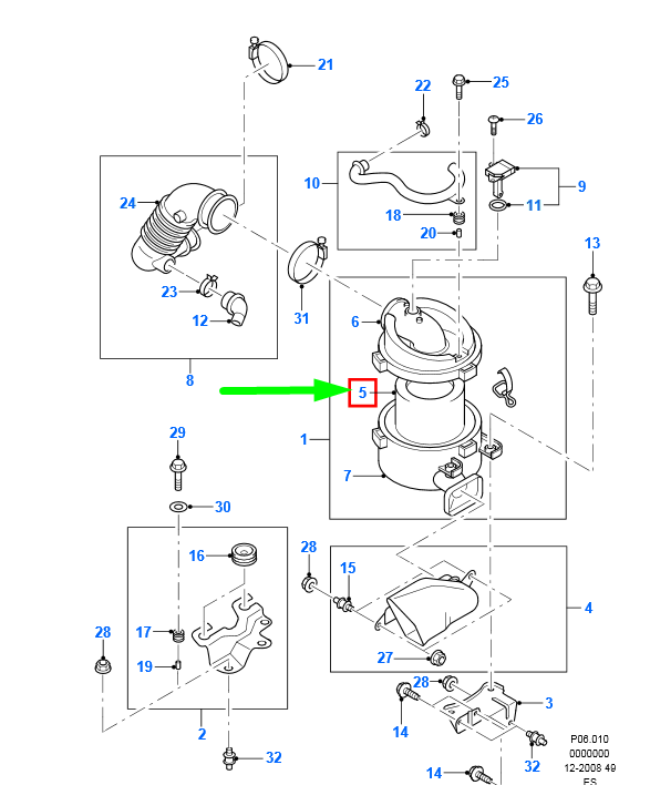 new ford ranger mk2 air cleaner element assy 5149318 6m34-9601-ab original