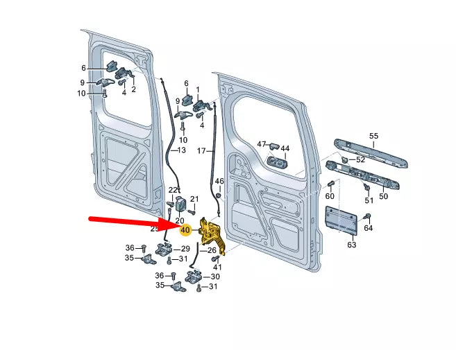 NEW VW CADDY MK4 WING DOOR RELEASE ELEMENT 7LA827469A