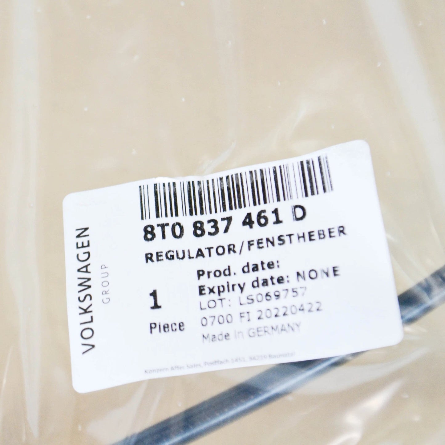 NEW AUDI A5 8T FRONT LEFT DOOR WINDOW REGULATOR 8T0837461D ORIGINAL